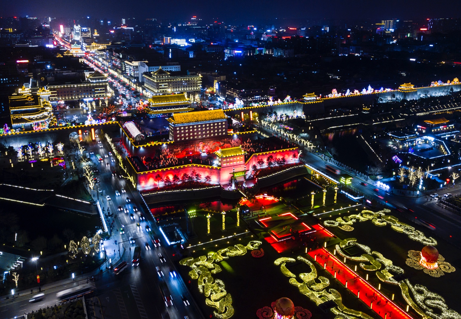 西安的夜景美过白天 南门摄影师扎堆儿