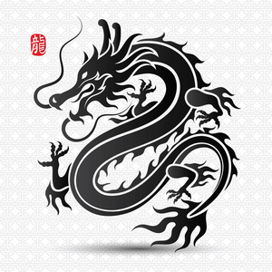 龙矢量图中,白色背景上的标志