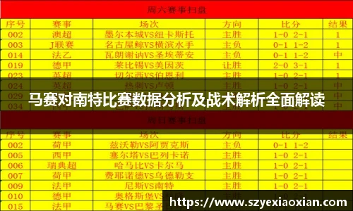 马赛对南特比赛数据分析及战术解析全面解读